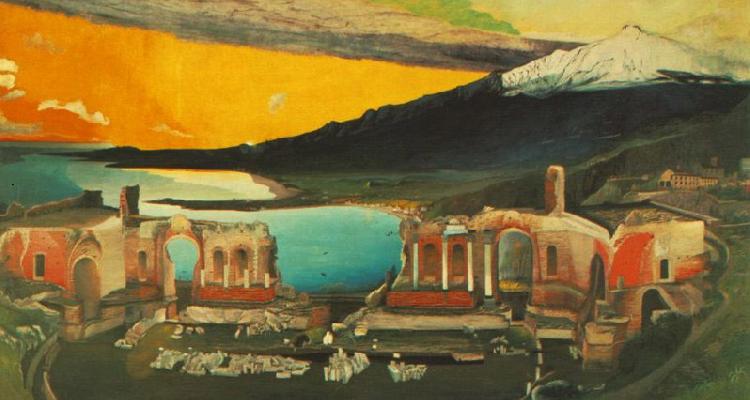 Tivadar Kosztka Csontvary Ruins of the Ancient theatre of Taormina Germany oil painting art